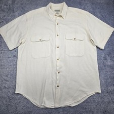 Vintage Banana Republic Safari Travel Shirt Mens Large Cream 100% Cotton Weave picture