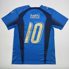 Autographed/Signed Francesco Totti Italy Blue Futbol Jersey Beckett BAS COA picture