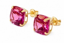 GENUINE 7.86 Cts PINK SAPPHIRE STUD EARRINGS 14K GOLD - Free Appraisal Service picture