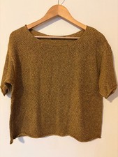 Peruvian Connection Pima Cotton Knit Sweater Top Women's S Golden Brown picture