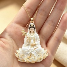 New Alloy Guanyin Pendant Double Sided Chinese Style Prayer Charm Gift picture