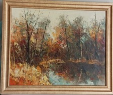 Vtg Impressionist painting oil canvas 