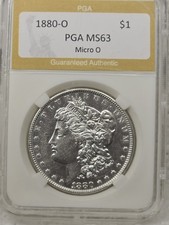 1880-o $1 Micro-o Morgan Silver Dollar MS BU Authenticated BLAST WHITE  picture