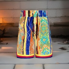 COOGI Bali Printed Velvet Short Shorts Small Biggie Rare Don C Kanye Knicks Ball picture