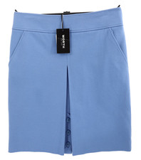 NWT WORTH Women's Thick 71% Cotton A-Line Skirt Pleated Blue Lined Size 6 $348 picture