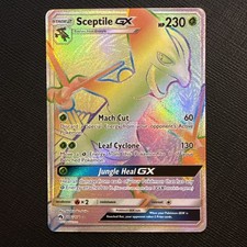 Sceptile GX 216/214 Rainbow Rare Lost Thunder Pokemon Holo Near Mint picture