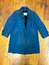 Vintage London Fog Black Trench Coat Parliament Plush Liner Mens 38S Mac VTG picture