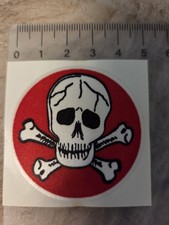 Vintage Fabric Stickers Skull Skull Biker Rocker Decal Satin Patch 80s picture