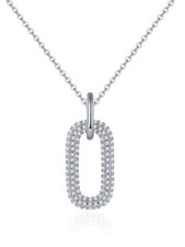 Aurvelle Moissanite Pave Paperclip Link Pendant Necklace 925 Sterling Silver picture