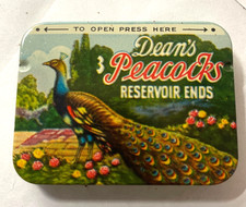 VTG Dean's Peacocks Condom Tin 3 Reservoir Ends Original Contents picture