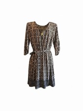 NWT - Women’s Size 2X Black and White Geometric Print Belted Dress- picture