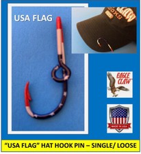 [1] ORIGINAL EAGLE CLAW “USA FLAG” FISH HOOK HAT PIN/MONEY CLIP/TIE CLIP LOOSE picture