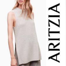Wilfred Aritzia Palmier 100% Wool Sleeveless Tunic XS Grey Quiet Luxury Knitwear picture