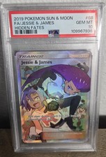 2019 POKEMON SUN & MOON HIDDEN FATES #68 FULL ART/JESSIE & JAMES PSA 10 picture