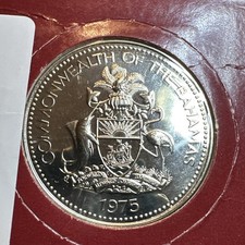 Brilliant Uncirculated 1975 Bahamas $5 Coin Five Dollar SEALED, Untouched, Mint picture