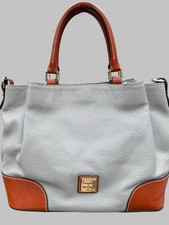 Dooney & Bourke Large Pebble Grain Brenna Satchel in Gray & Cognac picture
