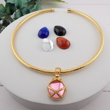 VTG Joan Rivers 5 Interchangeable Caged Pendant Gold Tone 16