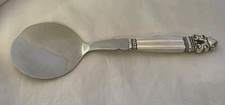 Georg Jensen ACORN Serving  Spoon Flat, Round. Sterling Silver Denmark Flatware  picture