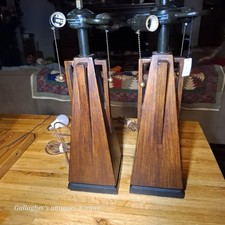 Vintage pair quoizel lamps Mission For Tiffany style stained glass 6071a picture