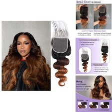 DSEKCAIN 5x5 Lace Closure Body Wave Chestnut Brown T1B/2/30 20in 150% Density picture