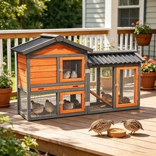 2 Tier Outdoor Quail Cage with Weatherproof Brooder Box Tray for 6 Birds picture