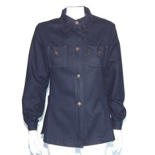 Vintage MISS LEVI'S 1970's Iconic Dark Blue Long Sleeve Wool 70s Jacket S/M 2083 picture