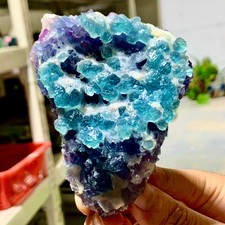 311G Natural transparent purple+green Octahedral fluorite mineral crystal sample picture