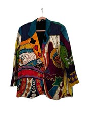 Vintage Sandy Starkman Art-to-Wear  Medium Geometric Queen Of Hearts Jacket picture