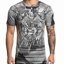 $58 AFFLICTION Black PUPPET MASTER Short Sleeve Slim Fit Y2K MMA Elite T-shirt picture