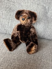 Vintage Real Fur Handmade Jointed Dark Brown Teddy Bear picture