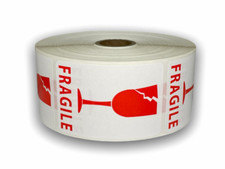 2x3-inch Fragile w/ Cracked Glass Labels (Wh/Rd) Adhesive Stickers 9RLS of 300EA picture