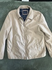 Tommy Hilfiger Mens L Beige Full Zip Jacket Lined Pockets Short Length picture