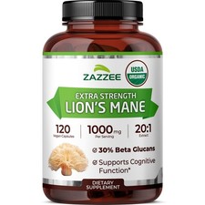 USDA Organic Lion's Mane 20:1 Extract, 1000 mg per Serving, 120 Vegan Capsules picture