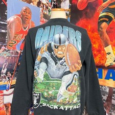 Vintage 90s Oakland Raiders Salem Sportswear Sack Attack NFL Sweatshirt Sz Large picture