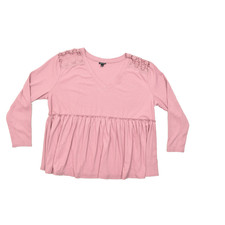 Torrid Pink Waffle Knit Peplum Top Plus Size 2 With Lace Accents picture