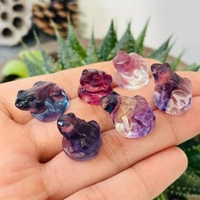 5pc Natural fluorite Carved mini cat crystal quartz crystal reiki healing decor picture