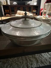 Vintage MCM aluminum Covered Casserole Serving Dish Wood Knob Buenilum Chafing  picture