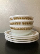 Vintage PRYEX Tableware by Corning  Tiburon Pattern - Set of 3 Bowls & 4 Plates picture