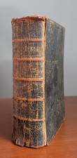 1853 Holy Bible American Bible Society Antique Leather Family Genealogy Records picture