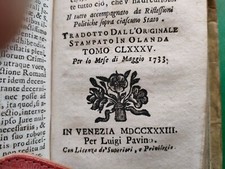 HISTORIC MERCURY BY LUIGI PAVINO, 5 VOLUMES IN SINGLE VOLUME, VENICE 1733I IN picture