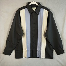 Haband Men's Long Sleeve Button-Up Leisure Shirt Size L Seam Side Pockets New picture