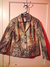 Chico's Women's Leopard Animal Print Button-Front Collared Lined Jacket S picture