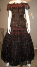 Vintage Zandra Rhodes Haute Couture 1980s Black Silk Beaded Ball Gown 25