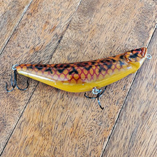 Arcadia Reef Custom Topwater Hard Bait 5in Yellow/Brown Muskie Pike picture