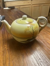 Vintage Made In Japan TT Takito Teapot, Hand-Painted Sunset With Tree picture