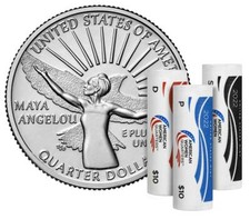 2022 P D S Maya Angelou 3 Rolls Set In Sealed Box from US Mint 120 Coins Total picture