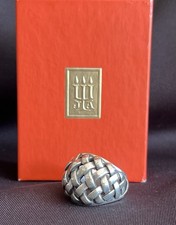 RARE Retired James Avery Sterling Silver Basket Weave Dome Ring 21.9g Size 9.75 picture