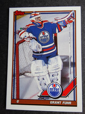 1991-92 Topps #84 Grant Fuhr Edmonton Oilers Hockey Trading Card picture