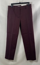 LOFT Women's The Riviera Slim Pants Burgundy Wine Cotton Stretch NWT Size 4 picture