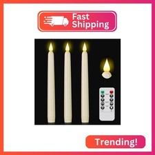 Hanzim Flameless Taper Candle with Remote Control, 3pack Plastic LED Candles, Fl picture